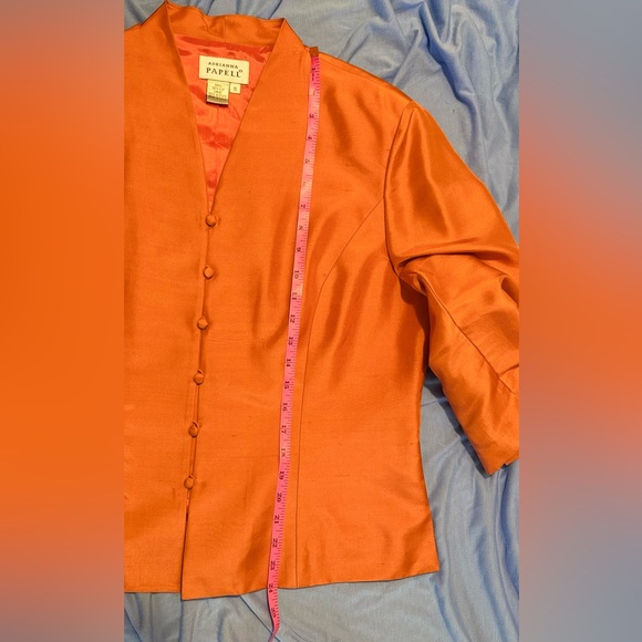 VINTAGE SILK women’s pant suit size 16 Adrianna Papéll colorful - Picture 10 of 13